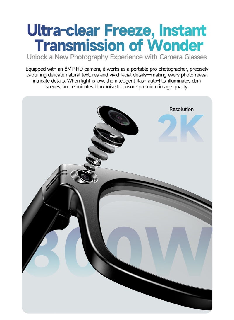 Anti-Shake 800W Pixel W610 Photo Translation AI Conversation Recording Video Music Playback Call Bluetooth Glasses (Sunglasses) - Image 4